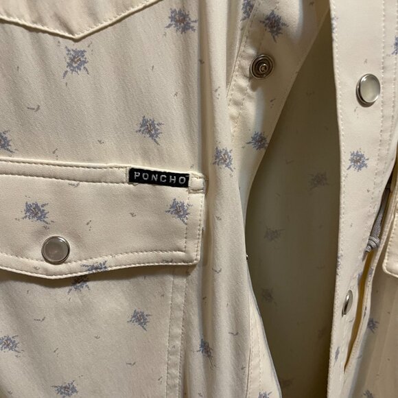 Poncho Light Cream Long Sleeve Shirt Mens M - Picture 2 of 4